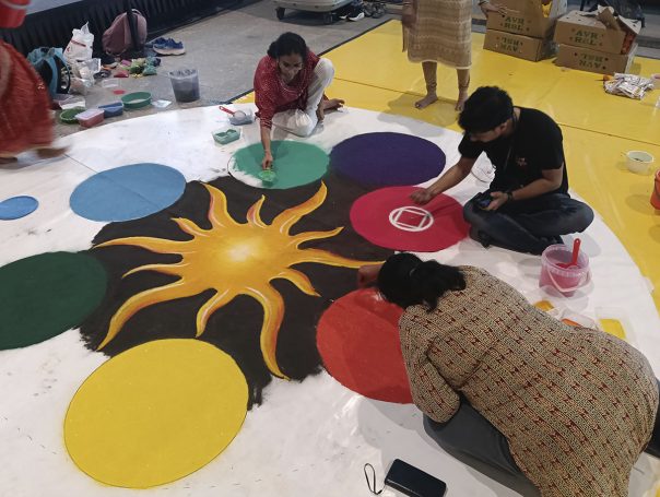 Confeccionando alfombras florales