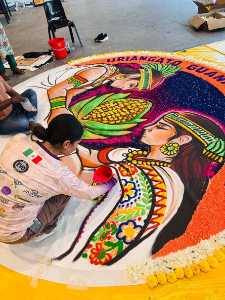 Confeccionando alfombras florales